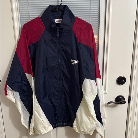 Reebok Other - Vintage Reebok Men’s Navy and Burgundy Windbreaker Size L